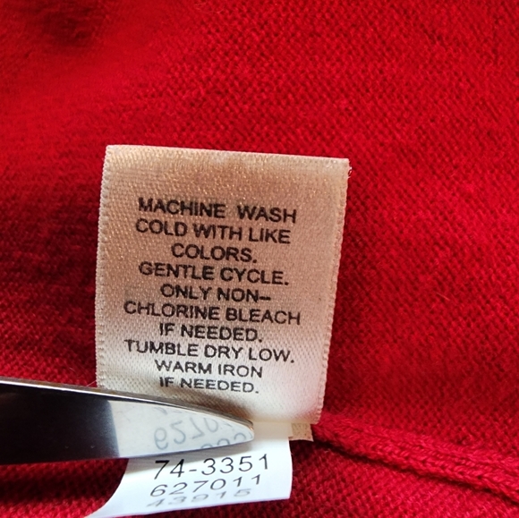 J.JILL Red Knit Button Front Cardigan Sweater Cotton Blend 6 Velvet Buttons LG - Picture 6 of 7